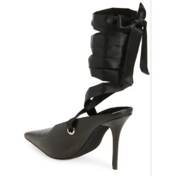 Jeffrey Campbell Grateau Women's Mules Heel Anke Wrap Black Sculpted Size 5.5 - Picture 2 of 8
